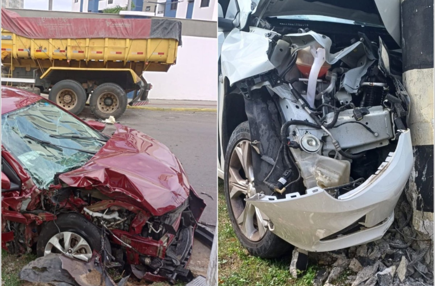  Carros batem em postes e pelo menos uma pessoa fica ferida em Aracaju – G1