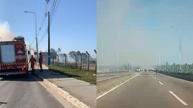  Incêndio é registrado próximo à Ponte Aracaju/Barra; VÍDEO – A8SE.com