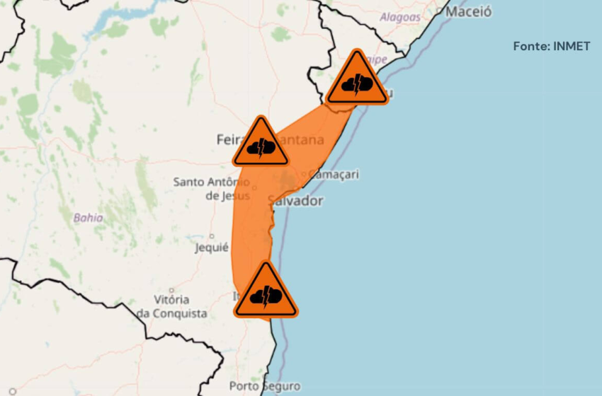  Alerta laranja para acumulado significativos de chuva na Bahia e Sergipe – Clima ao Vivo – Clima ao vivo